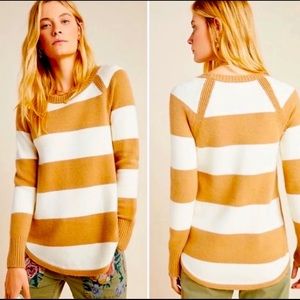 Tan and cream striped Rebeka Anthropologie Sweater